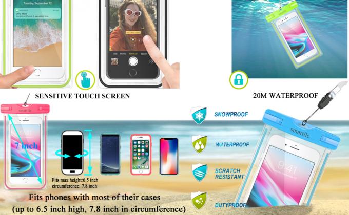 کیسه تلفن بسته زیپ ضد آب Bagease با محافظ کیسه خشک زیپ ضد آب برای ورزش های آبی و سفرهای ماجراجویی 0