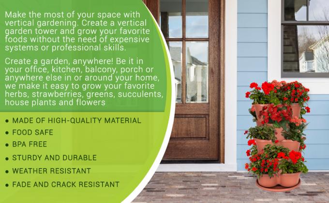 vertical garden tower tiered planter pot container heavy duty large herb garden indoor outdoor pot