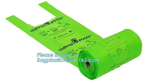 100% Eco Friendly Plastic Shopping Bags/T-Shirt Compostable Food Packaging For Supermarkt, Disposable Plastic Garbage Ba