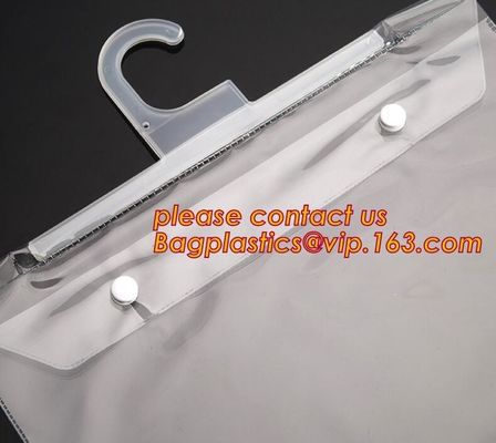 Hanger Hook Plastic PVC Bags With Button Closure Packaging Bags for Clothes Swimwear Bikini,100% ECO-friendly men's unde