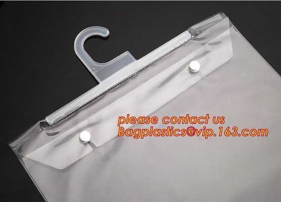 Hanger Hook Plastic PVC Bags With Button Closure Packaging Bags for Clothes Swimwear Bikini,100% ECO-friendly men's unde
