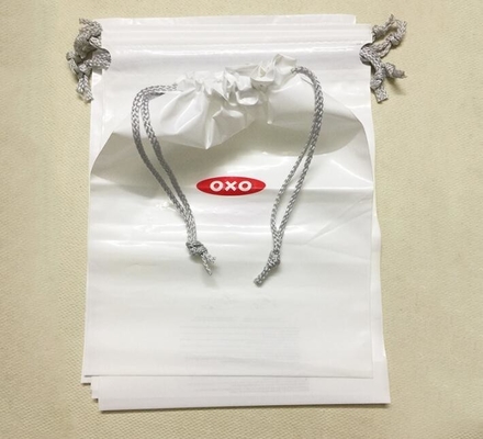 Biodegradable Environment Friendly Hotel Packaging Clothes For Laundry Plastic Bag Customized Poly Plastic Drawstring Cu
