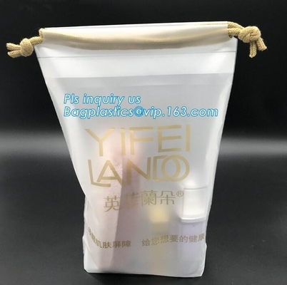 Biodegradable Environment Friendly Hotel Packaging Clothes For Laundry Plastic Bag Customized Poly Plastic Drawstring Cu