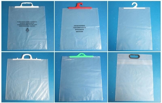 Biodegradable Self Adhesive Zipper Hanger Hook Bags For Garment, Underwear Hanger Hook Zipper Bags