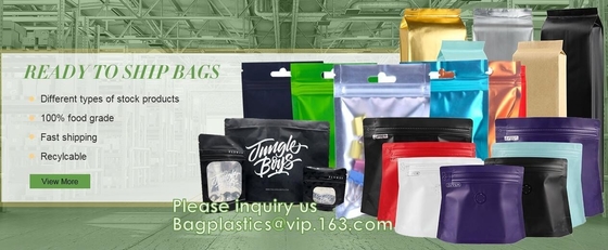 Biodegradale Compostable Packaging Roll Film Slide Zipper Garment Bag Food Packing Bag 3 side seal bag Kraft Paper Bag