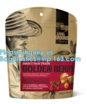 Biodegradale Compostable Packaging Roll Film Slide Zipper Garment Bag Food Packing Bag 3 side seal bag Kraft Paper Bag