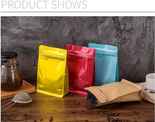 Biodegradable CompostMiddle Seal, K Bottom Seal, Flat Pouch, Luxury Coffee Beans Pouch Packaging Bags With One Way Valve