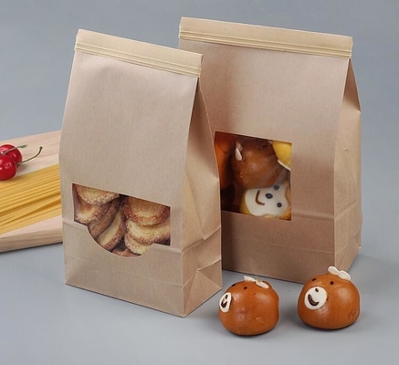 Tin tie tea pouch bag, coffee bean packaging stand up k kraft paper tea paper bag with window Cookie choco pouch