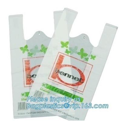 T-Shirt 100% Biodegradable Plastic Charity Bag, Custom Printing Plastic Flat Poly Bags With Air Hole, Charity Donations