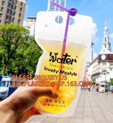 stand up reclosable drinking pouches cold drink k bag with straw,Beveragereusable Kids Snack Zip Lock Juice Drink