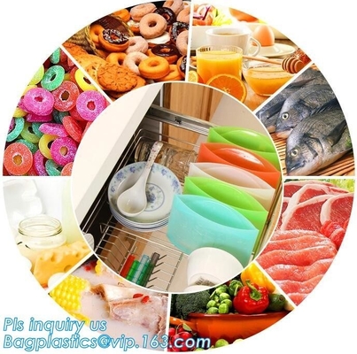 Reusable Leakproof Zipper Preservation Airtight sandwich k Cooking Fresh Zip Large Silicone Storage Food Bags With