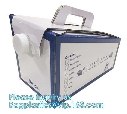 Recycled eco friendly Customized logo 1L/2L/3L/5L/10L bag in box with valve for water stand up coffee spout pouch