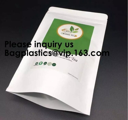 Biodegradale Compostable Packaging Roll Film Slide Zipper Garment Bag Food Packing Bag 3 side seal bag Kraft Paper Bag