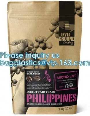 Biodegradale Compostable Packaging Roll Film Slide Zipper Garment Bag Food Packing Bag 3 side seal bag Kraft Paper Bag