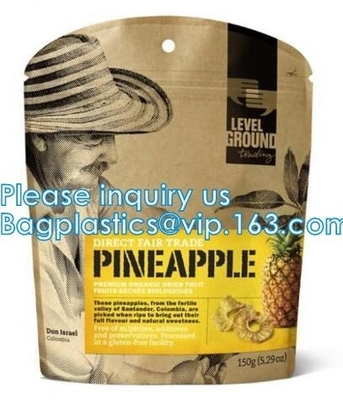 Biodegradale Compostable Packaging Roll Film Slide Zipper Garment Bag Food Packing Bag 3 side seal bag Kraft Paper Bag