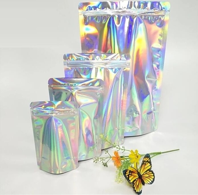 Holographic Pouch Brightly Custom Printing Logo Laser Three Side Sealed Bag For Lip Eyelash Glue Hairpin