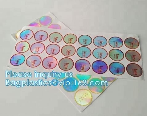 Laser Film Holographic Sticker Label Custom Logo Printed For Attached On Bottle Glass Jar Plastic Bag Box, bagease