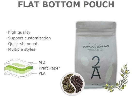 Bagease Custom Printed Biodegradable Compostable Pla Kraft Paper Flat Bottom Luxury Coffee Beans Pouch Packaging Bags