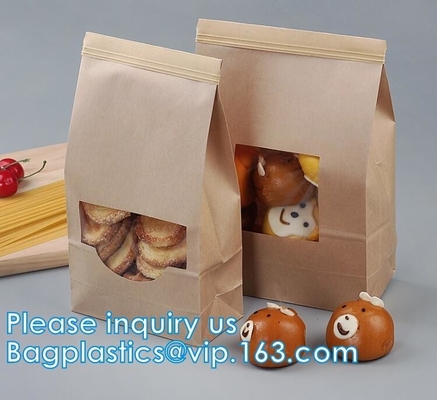 Tin tie tea pouch bag, coffee bean packaging stand up k kraft paper tea paper bag with window Cookie choco pouch