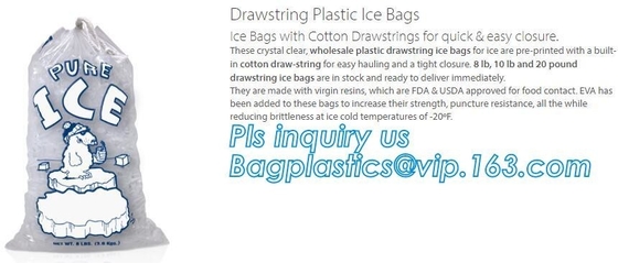 BIO-DEGRADABLE, Commercial Ice Bags, Poly Ice Bags, Metallocene Bags, Plastic Twist Tie Ice Bags, Customized Retail Ice