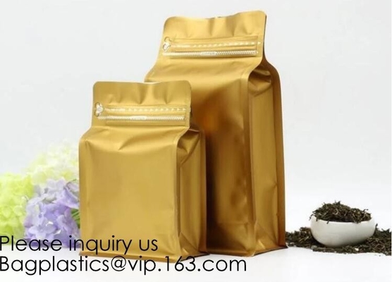 Customized Color Eight-Side Seal Aluminum Foil Zip Lock Food Bag Coffee Packaging,Matte Finish Black Aluminum Foil Ziplo