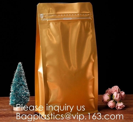 Customized Color Eight-Side Seal Aluminum Foil Zip Lock Food Bag Coffee Packaging,Matte Finish Black Aluminum Foil Ziplo