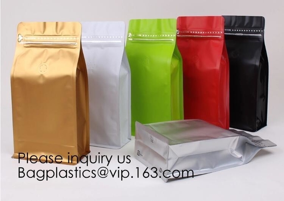Biodegradable Stand Up Pouch With Zipper For Apparel,Custom printed flat bottom box pouch 1kg coffee bag with degassing