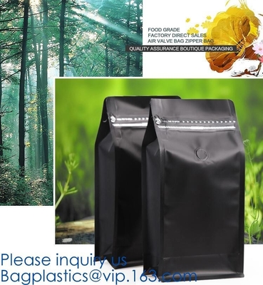 Reusable Top k Square Box Flat Bottom Aluminum Foil Lined Plastic Kraft Paper bag with Window,250g 500g Custom Pla