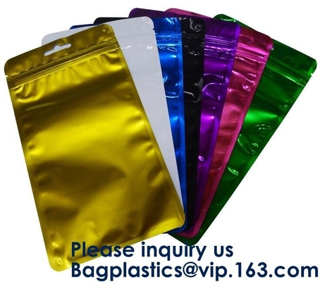 Metalized Shielding Stand Up Pouch / Clear Stand Up Zip Bags Bags Packaging,Aluminum Foil Plastic Pouch Standing Up Spic