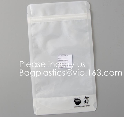 BIODEGRADABLE COMPOSTABLE, PLA, CORN STARCH PLA Stand Up Pouch Zipper Bag , Zipper Bag For Food, ECO FIRNEDLY, GREEN PAC