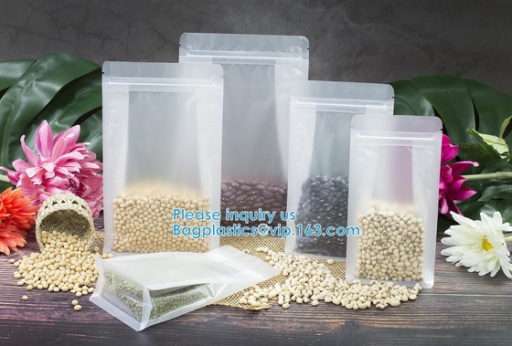Zipper Lock Leakproof Reusable Storage Pouches For Zip Food Storage Lock Packaging With Tear Notches