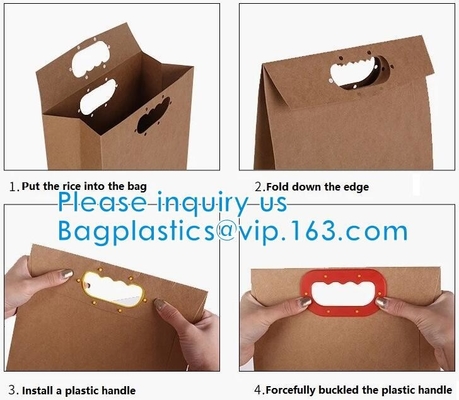 Bio Handle Eco Kraft Waterproof handle Rice Packing Food Packaging, Such As Rice, Tea Leaves, Dried Nuts, Corns