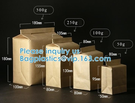 Kraft Paper Side Gusset Bag Open Top Heat Sealing For Snack Cookie Tea Take Out