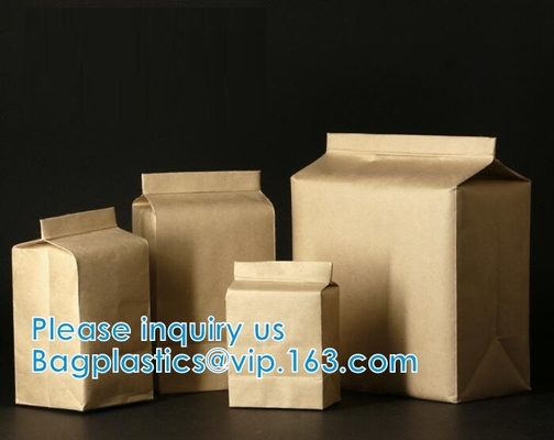 Kraft Paper Side Gusset Bag Open Top Heat Sealing For Snack Cookie Tea Take Out
