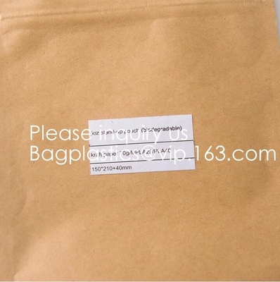 Compostable Biodegradable Stand Up Pouch kraft pouch bags flat bottom bags, gusset bags, spout pouch