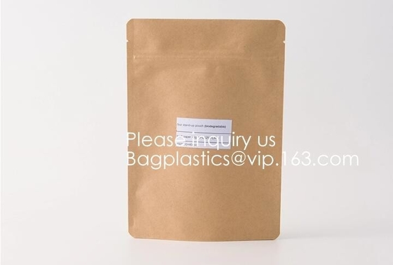 Environmental Flat Bottom, Stand Up, Side Gusset, Quad Seal, Middle Seal K, Pull Tab Zipper, Tear Notch, Hang Hole