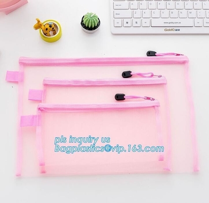 mesh file bag A4 paper bag dictionery bag for student and office, mesh document bag with zipper for documents and receip