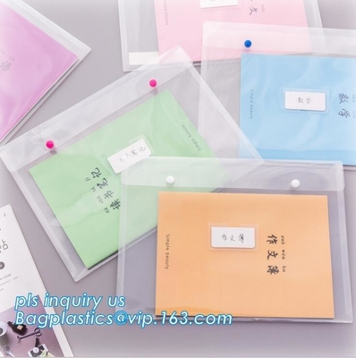 A4 custom PP plastic file folder, document wallet with button, pp a4 decorative expanding file folders
