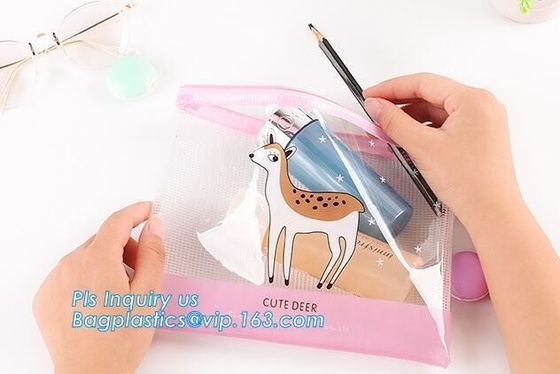 portable toilet vinyl non-toxic odorless clear transparent PVC slider zipper bag with custom logo, zipper slider pvc bag