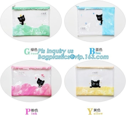 Document Bag with Zipper Storage Holder for Papers Stationery Student Gift, Customized stand up zipper plastic bag