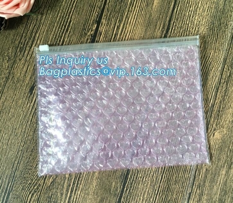 Flat bottom zip lock tin tie food packaging aluminum foil bubble bag, Air Bubble Plastic Packing Bag, Shock Proof Slider