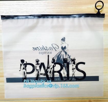 EVA clothing bags plastic slider zipper case, Custom printed side guesset foil slider zipper, resealable packaging slide