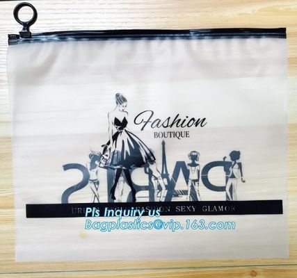 EVA clothing bags plastic slider zipper case, Custom printed side guesset foil slider zipper, resealable packaging slide