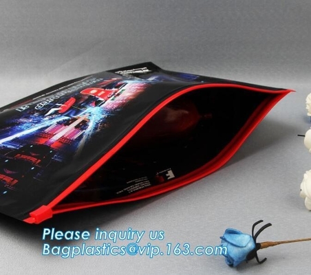 Trim PVC Cosmetic Bag Waterproof Slider Gusset Zipper Makeup Case Beauty Pouch, Logo printed luxury holographic PVC make