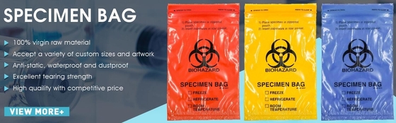 Biohazard 4 Layer Specimen Transport bag, pe glove, pe packaging, pe bags on roll, disposable PE gloves, disposable bag
