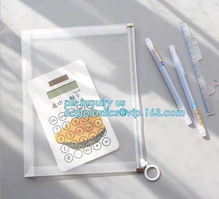 PVC slider k bag for stationery, file,school kids, stationery packaging zipper bag with slider, PVC plastic Hanger