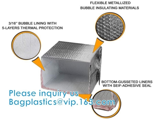 Customized Thermal Bubble Box Liners Gusseted Bottom Insulated Liners For Shipping Temperature Sensitive Products