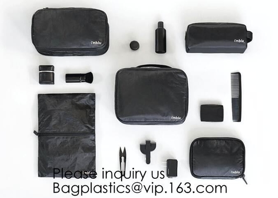 Custom Travel Organizer Cosmetic Ziiper Black Tyvek Paper Bag,Factory Price Tyvek Cosmetic Bag Custom Tyvek Paper Pouch