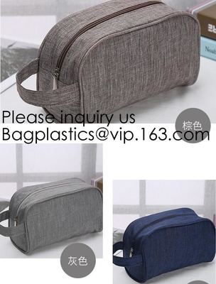 Cosmetic Toiletry Bag Mens Canvas Leather Travel Kit Wash Makeup Bag,organic cotton canvas makeup bag with zipper make-u