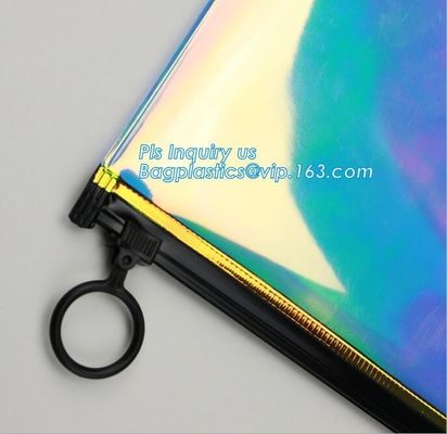 pencil case zipper slider travel cosmet bag, slider zipper clear transparent pvc packaging cosmetic bag, slider lock zip
